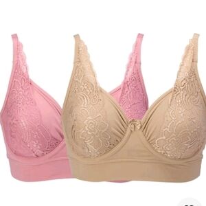 #1225 NWT Rhonda Shear 2-pack Butterknit No Wire Underwire Bra with Lace